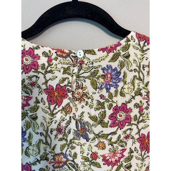 J. Jill Medium top pink floral pullover blouse womens tank geometric sleeveless - Picture 6 of 9